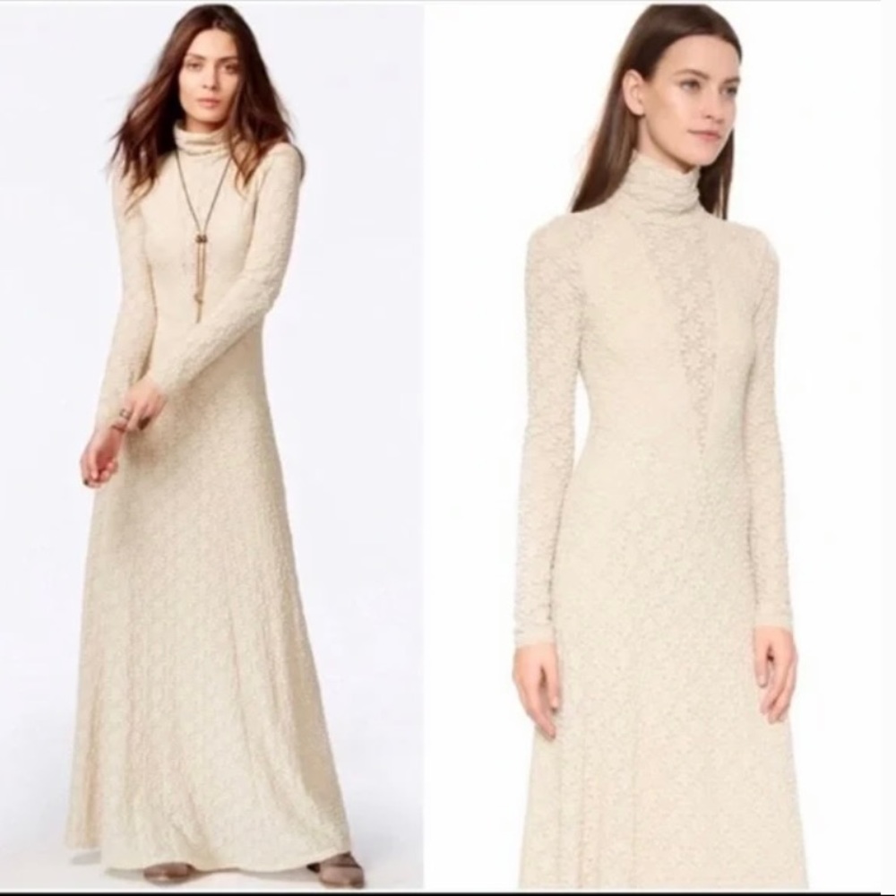 Free People White River Maxi Wedding Dress Victorian Crochet lace size XS